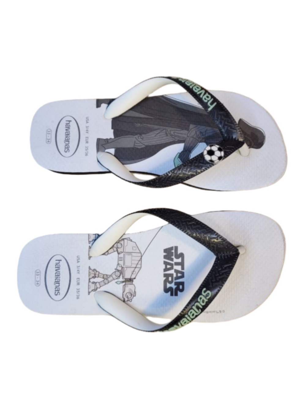 Havaianas Star Wars Kids Black White Flip-Flops Sandals*Size 3/4 Youth